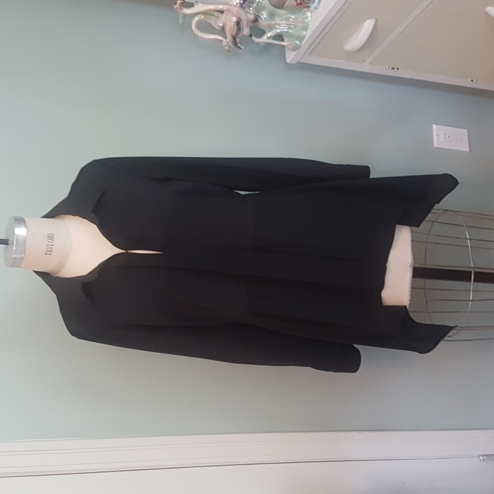 Joseph Ribkoff black dressy blouse with sheer asymmetrical hem